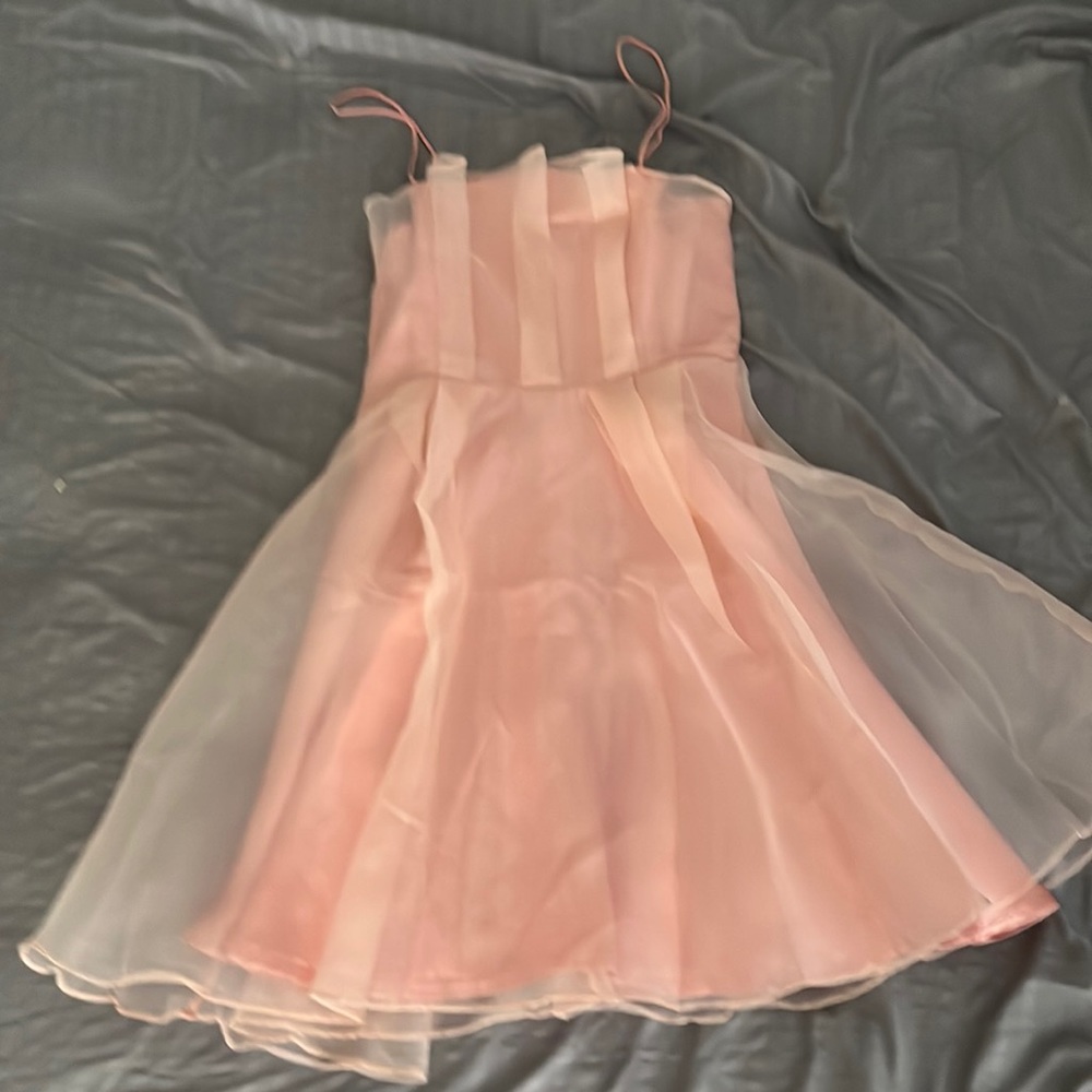 Brand: MLG  Size: S  light pink dress with a sheer outer layer